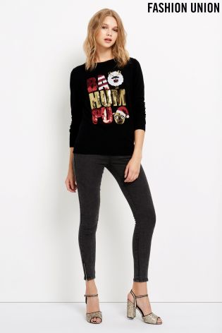 Fashion Union Bah Hum Pug Christmas Jumper